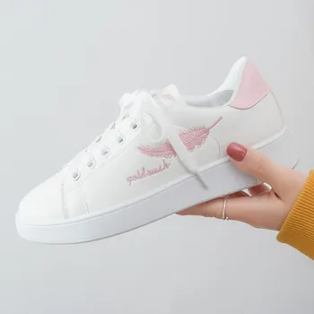Дамски маратонки мода дишащи вулканизирани обувки Pu кожа платформа обувки бяла дантела нагоре ежедневни обувки Zapatos Mujer