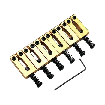 6 Комплект мостово седло за твърда месингова електрическа китара мост мост код низ издърпайте низ код низ седло (черно)