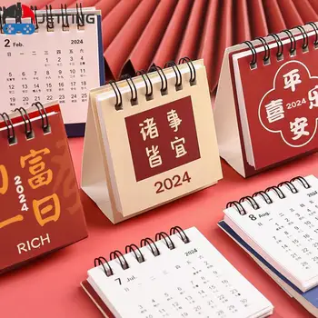 2023-2024 Прост стил преносим мини календар Creative Coil Desk Календар Дневен плановик Организатор на дневния ред Офис Сладурана Училище