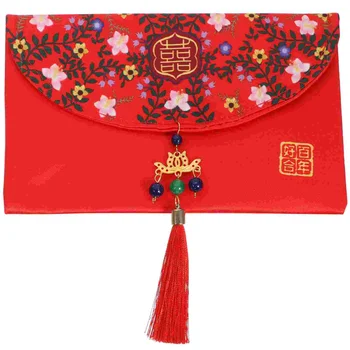 Подаръчна чанта Сватбени пари пакет китайски стил червен плик Хонг Бао плат пликове парти благоприятства декор портфейл