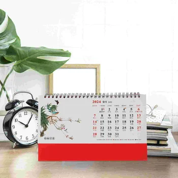 3pcs Настолен календар Календар в китайски стил Декор 2024 Календар Офис декор Календар