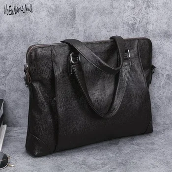 2023 Нов горен слой телешка чанта, мека кожа бизнес многофункционална рамо Crossbody чанта, случайни куфарче лаптоп чанта