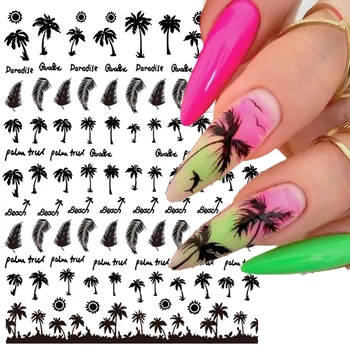 Лято нокти изкуство стикер палмово кокосово дърво ваканция плаж секси слънце нокти обвивки стикери за нокти аксесоари за маникюр