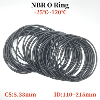 1pcs NBR O пръстен уплътнител уплътнение CS 5.33mm ID 110 ~ 215mm автомобилни нитрил каучук кръгла форма шайба корозия устойчиви уплътнения уплътнения