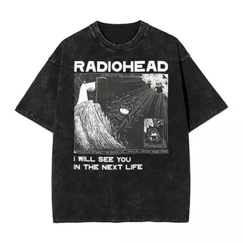 Radiohead измита тениска Streetwear хип-хоп готини тениски рок група тениски за мъже жени къс ръкав извънгабаритни лято