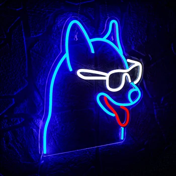 Dog Neon Sign Blue Led Neon Signs for Wall Decor Cool Puppy Neon Light Signs USB Powered Anime Light Signs Pet Shop Kid Room