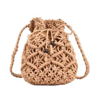 All-съвпадение слама кофа чанта за жени лято плаж-чанта сладък телефон чанти кухи Out Crossbody чанта женски рамо чанта 517D