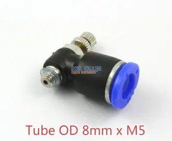10 броя тръба OD 8mm x M5 въздушен поток контрол клапан пневматичен конектор натиснете в да свържете монтаж