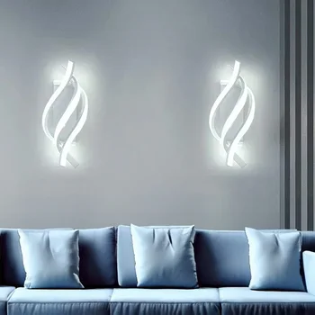 Модерни LED стенни светлини Спирална стена Sconce извит дизайн за спалня нощно шкафче хол проучване пътека декор вътрешен блясък осветление