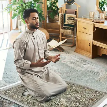 Фланел ислям молитва мат поклонение одеяло щамповане етаж килими без хлъзгане меки преносими мюсюлмански рамадан религиозни подаръци