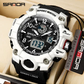 Sanda 3169 Модерен дизайн удароустойчив открит спортен хронограф светещ ръчен часовник мъжки Led цифрови алармени ръчни часовници