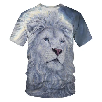 Fashion Cool Domineering Lion Pattern T-shirts For Men Summer New 3D Personality Print T Shirt Casual Hip Hop Animal Graphic Tee