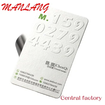 Персонализирана луксозна персонализирана печатна релефна 500gsm 800gsm памучна хартия картон име визитка