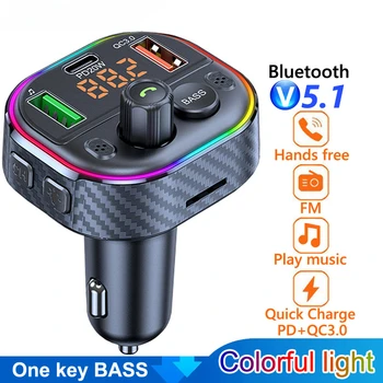 FM трансмитер стерео бас кола MP3 плейър PD 20W USB QC3.0 бързо зареждане зарядно за кола Handsfree Bluetooth 5.0 комплект за кола Bluetooth