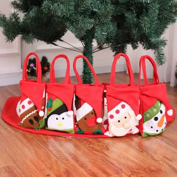 Candy чанти с дръжка, коледни опаковъчни чанти Коледни чанти за лечение Детска парти чанта Коледна декорация Издръжлива 33 X 11Cm
