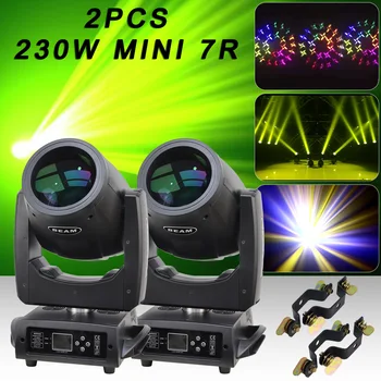 2PCS 7R Mini 230w Beam Gobo Zoom Ефект на измиване на движеща се глава DJ Disco DMX512 Професионално сватбено парти Концерт Сценично осветление лампа