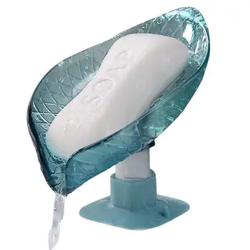 Прозрачна смукателна чаша за източване на сапунена чиния Декоративна листна сапунена тава за домакински душ орнамент сапунена кутия
