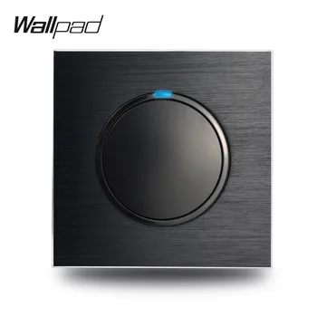 Wallpad L6 Черна метална алуминиева плоча Случайно кликване Бутон за връщане със син LED индикатор 1 Gang 2 Way Wall Light Switch