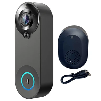 Video Doorbell Пластмасови Video Doorbell Poe Smart 2K + кабелен Poe видео домофон с Chime Human Detection Двупосочно аудио работи с