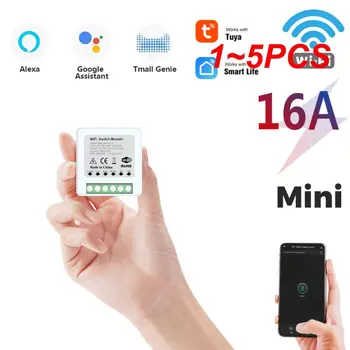 1~5PCS Tuya Smart Home WiFi Smart Switch с монитор за захранване 16A Mini Breaker Гласов контрол за Homekit Siri Alexa