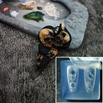 1pc Сърце череп 3D акрилни нокти мухъл декорации Нокти DIY силиконови нокти щамповане плочи