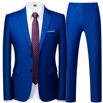 2024 Пролет есен мода нови мъжки бизнес случайни плътен цвят костюми / мъжки два бутона блейзъри Jacker палто панталони