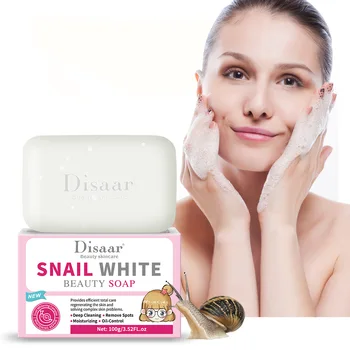 Disaar 100g Сапун с екстракт от слуз от охлюви за почистване на лице и тяло Подхранващ изсветляващ избелващ сапун