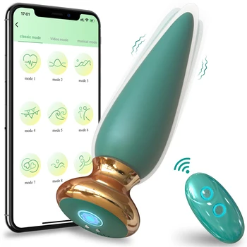 Bluetooth Вибриращ задник Анален щепсел Dildo секс играчки за възрастни жени Мъже Масажор на простатата Женски мастурбатор Консумативи APP Remote