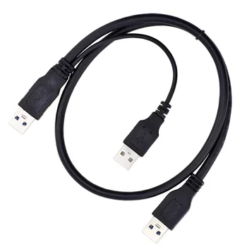 0.5M USB3.0 мъжки към мъжки 3USB преносим кабел за данни на твърдия диск кабел за свързване 3A със спомагателен захранващ порт 3AM двойна глава мощност s