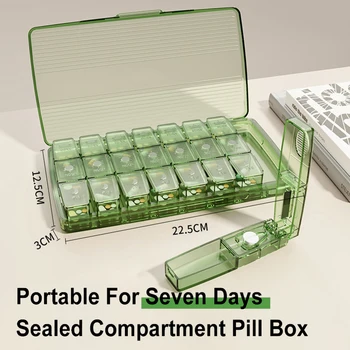 Portable 22 решетки хапчета случаи & сплитери медицина дозатор таблетка организатор кутии за съхранение 7 дни отделение хапчета контейнер