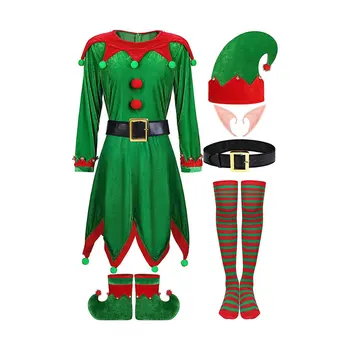 Лек и удобен костюм на Дядо Коледа за жени жени коледен елф костюм комплект