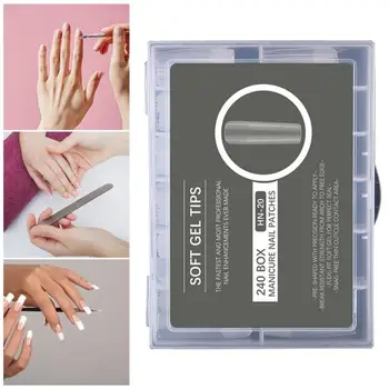 Nail Art аксесоари 240pcs Универсален матирано нокти съвети против прекъсване дълготраен маникюр комплект за без усилие нокти изкуство