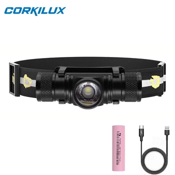 CORKILUX Zoomable USB C акумулаторен LED фар EDC фенерче 18650 Мощност на батерията Високи лумени фарове за къмпинг лов