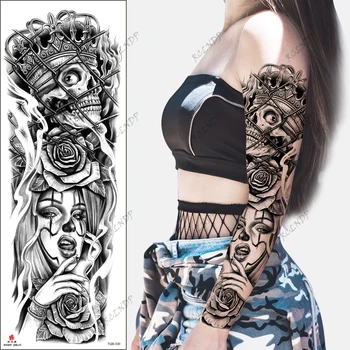 водоустойчив временен стикер за татуировка скелет жена цвете фалшив Tatto флаш Tatoo ръка Tato за момиче жени