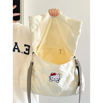 Есен и зима Облачна чанта Sanrio Нова надолу мека светлина Hello Kitty чанта за рамо Crossbody чанти за жени портмонета и чанти