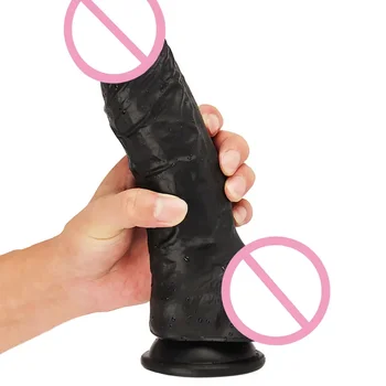 Огромен пенис голям пенис силиконов черен вибратор реалистичен анален задник щепсел 23x5.7cm женски мастурбация секс играчки за жена продукти за възрастни