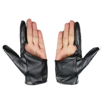 PU Кожени ръкавици Harajuku Hip Hop Punk Ръкавици за изпълнение Два пръста Изпълнител Ръкавици Парти