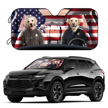 1pc Американски флаг куче кола предно стъкло сенник с 4 безплатни вендузи - сгъваеми сенник блок UV лъчи Поддържайте превозното средство хладно се вписва