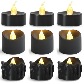 Led Electronic Black Tealight Candle Домакинско безпламъково осветление Аксесоари за декорация на дома за Хелоуин парти фото подпори
