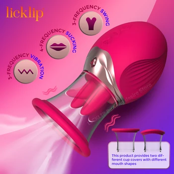 LICKLIP Вакуум издънка език облизване вибратор с смучене чаша зърното масажор клитор стимулатор роза секс играчки за жени