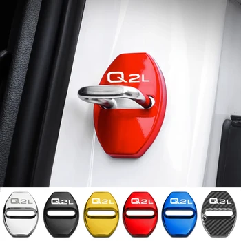 4PCS Капак за заключване на вратите на автомобила против ръжда Стайлинг на ключалката за Audi Q2L лого емблема от неръждаема стомана Защитни калъфи Аксесоари