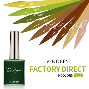 Vendeeni 15ml Grass green Colors Series Gel Nail Varnish DIY Gel Polish Nail Art Manicure Design Лак за нокти 9 цвята