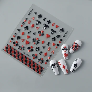 Покер стил 5D стикер за нокти Смешни готини нокти изкуство декорация DIY елементи обвива за нокти
