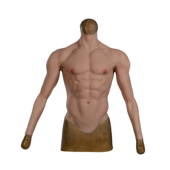Силиконов реалистичен фалшив костюм на гърдата с ръце Мъжки корем Изкуствена симулация Мускули Фалшив гръден мускул Мъж Топ Косплей